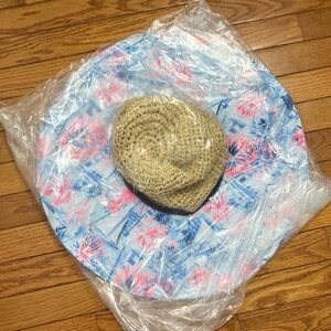 Lilly Pulitzer Straw and Floral Beach sea to shining sea Hat